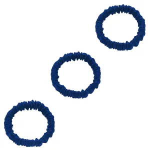 3 Pack Premium Mulberry Silk Scrunchies - Navy Blue - Mini