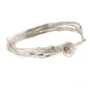 Acorn Cup wrap bangle in 18k gold and Sterling silver