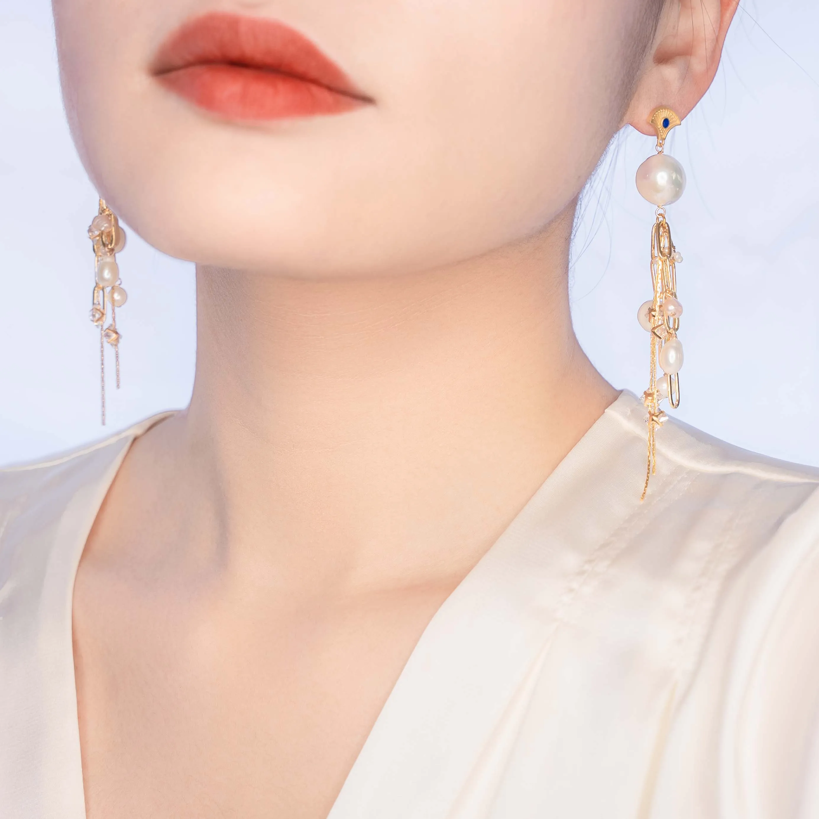 Baroque Pearl Tassel Statement Earrings