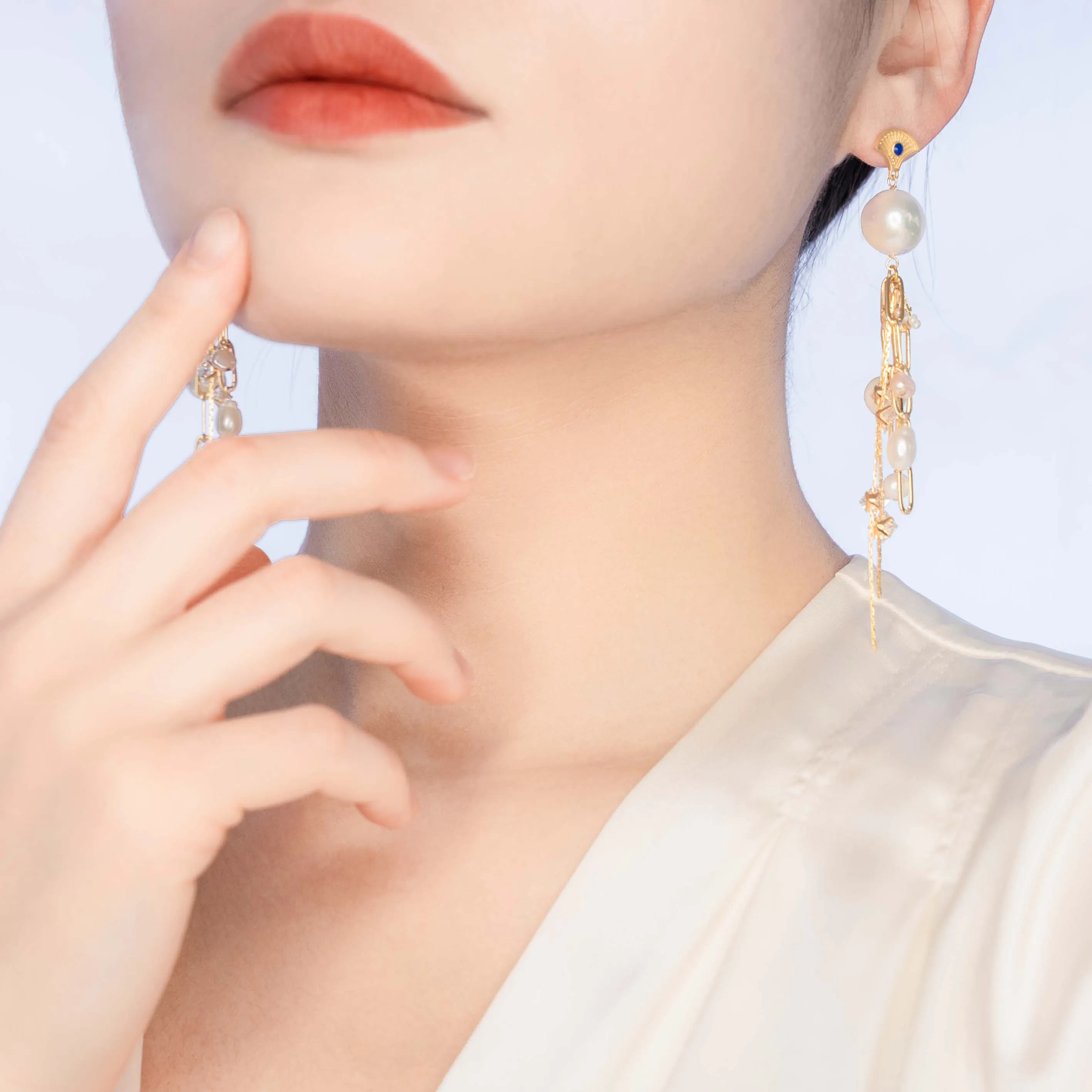 Baroque Pearl Tassel Statement Earrings