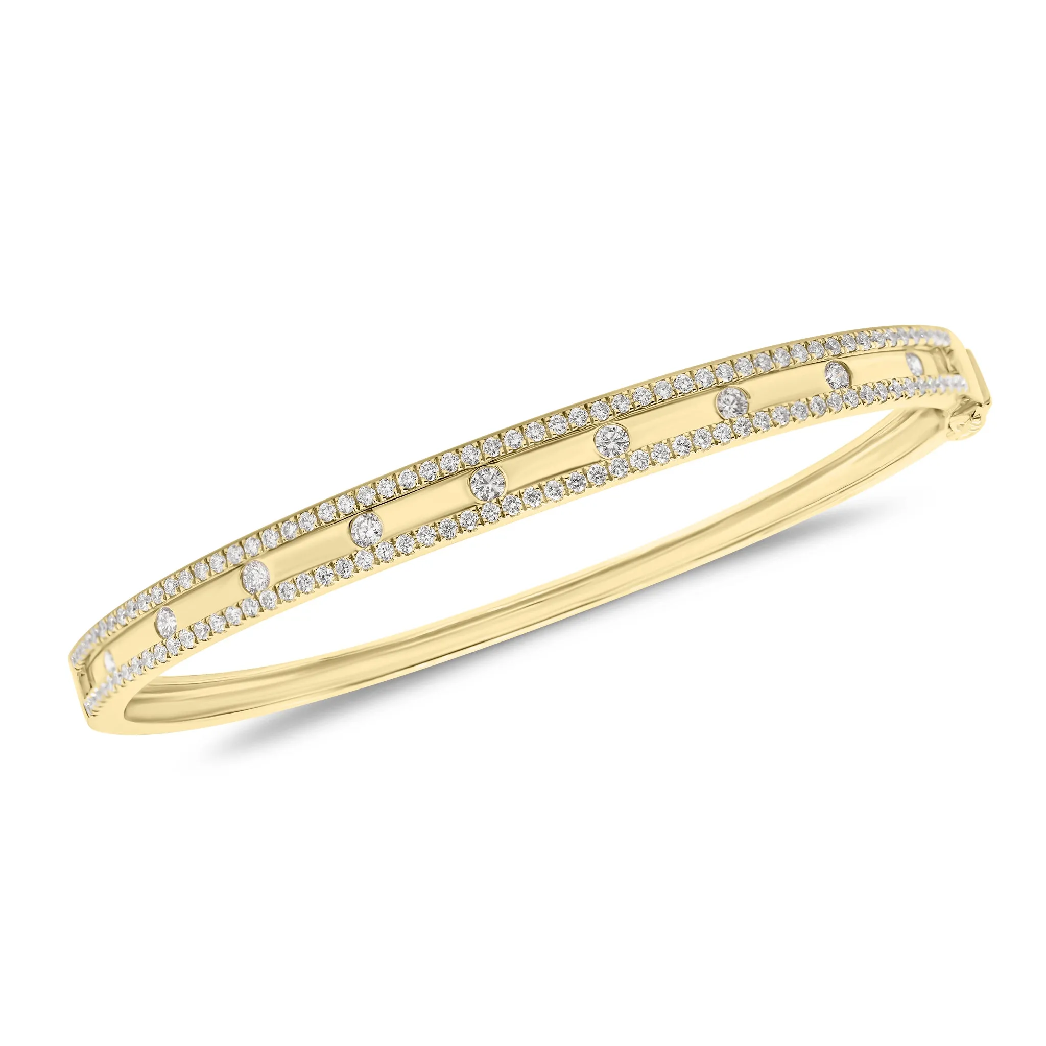 Bezel-Set & Pave Diamond Slim Bangle Bracelet