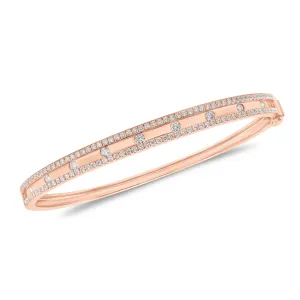 Bezel-Set & Pave Diamond Slim Bangle Bracelet