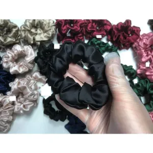 Black silk scrunchies medium