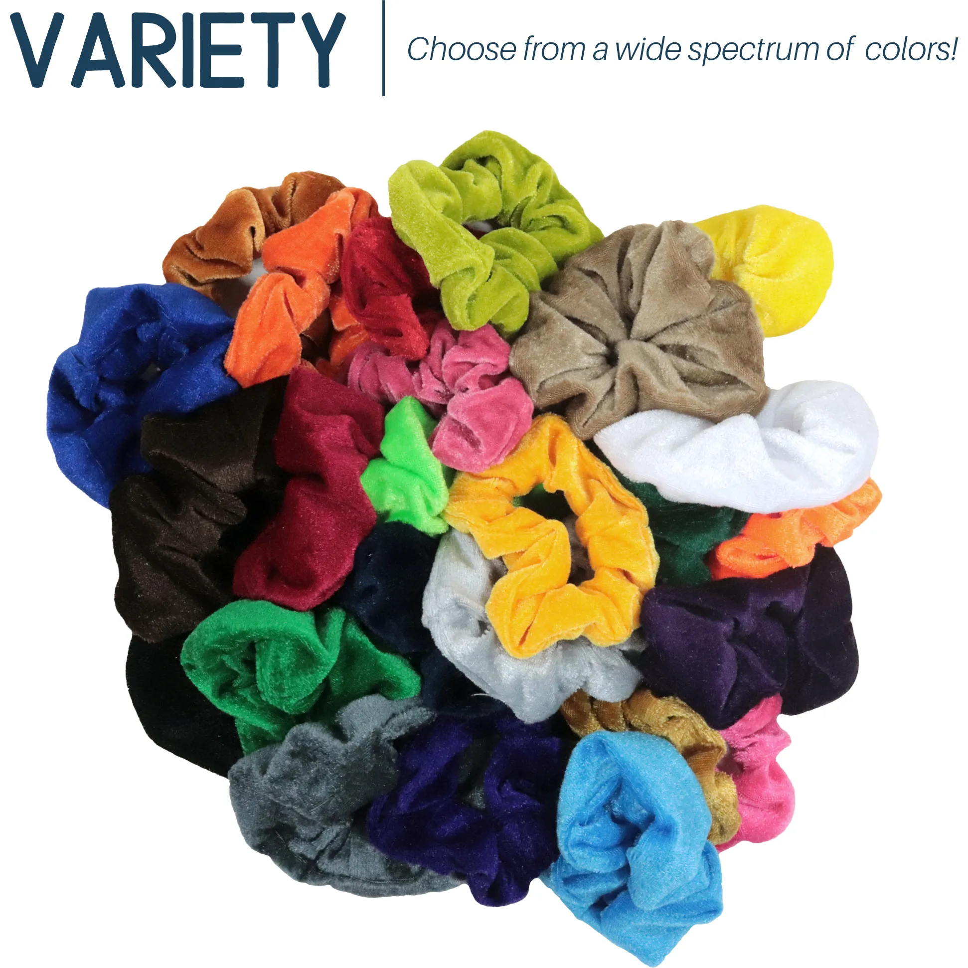 Bright Velvet Scrunchies - 12 Pack