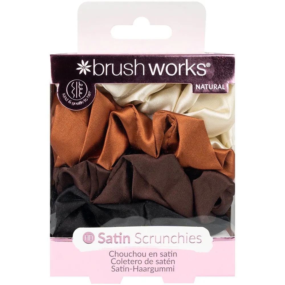 Brushworks Nude Satin Scrunchies Pack of 4