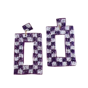 Checkered Purple/White Earrings S18