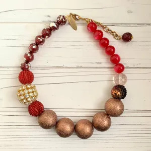 Cherry Red Beaded Choker Necklace