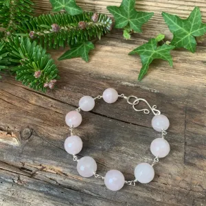 Faceted Rose quartz and Sterling silver bracelet