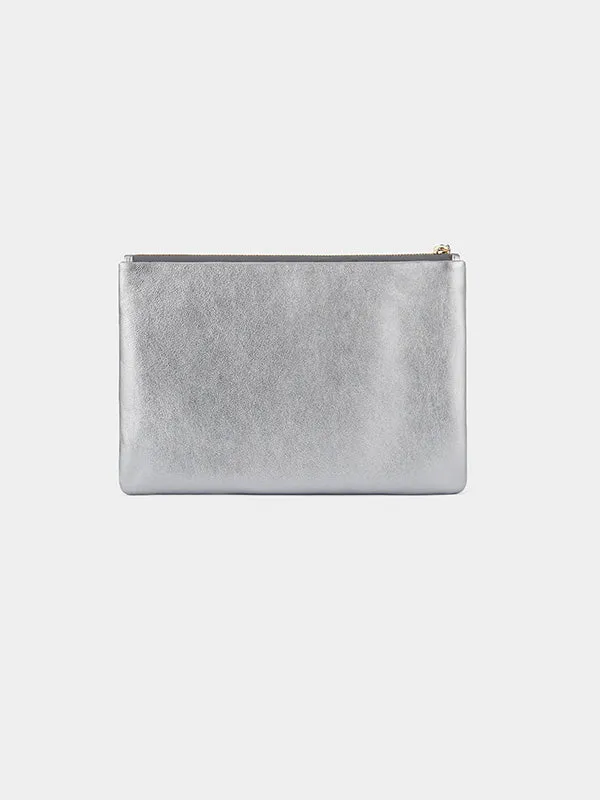 Georgiana Clutch in Steel Metallic Nappa