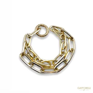 Gold Color Steel Chain Bracelet with Ring Detail Closure Gold 03 - Gafforelli Srl