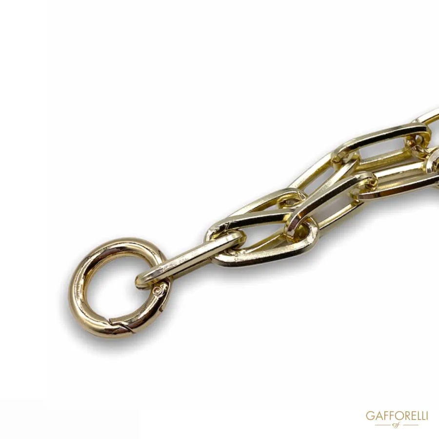 Gold Color Steel Chain Bracelet with Ring Detail Closure Gold 03 - Gafforelli Srl