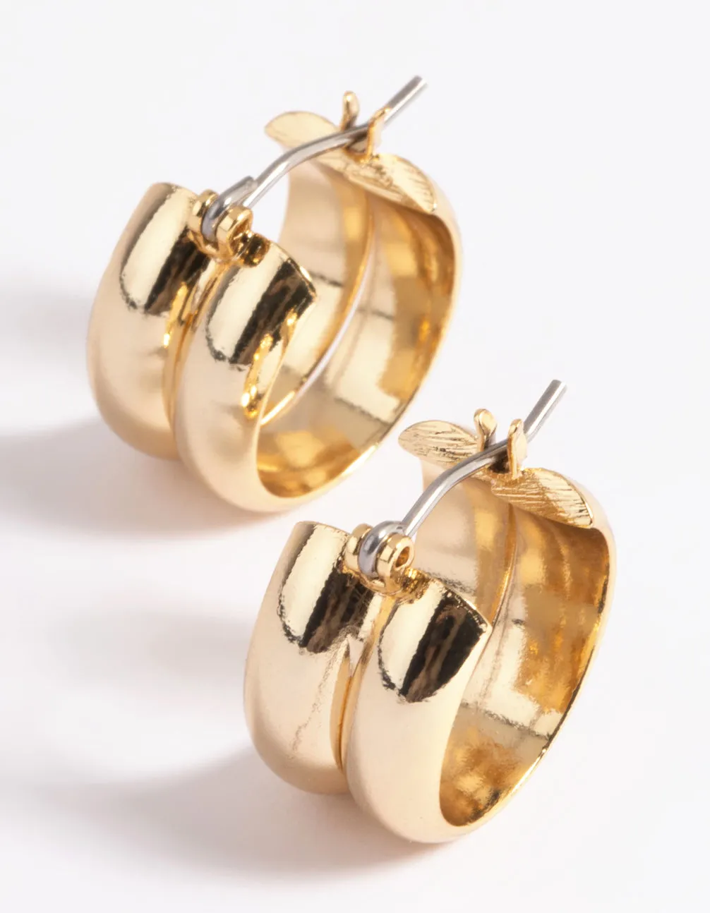 Gold Plated Brass Chubby Line Hoop Earrings