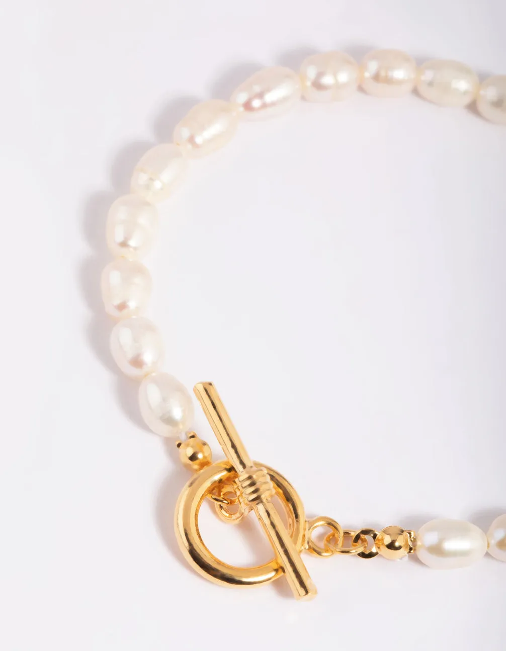 Gold Plated Pearl Fob Bracelet