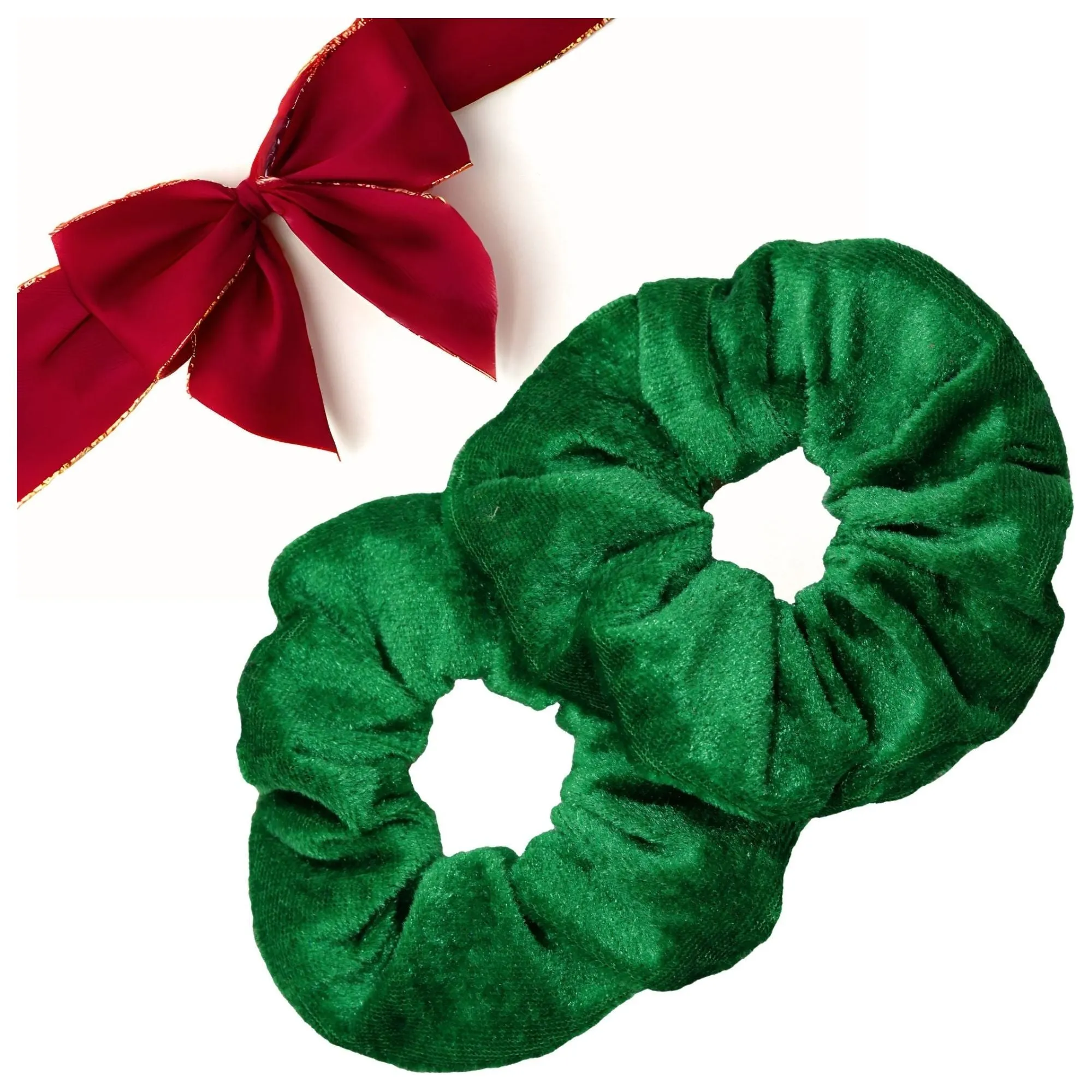 Green Velvet Scrunchies - 2 Pack