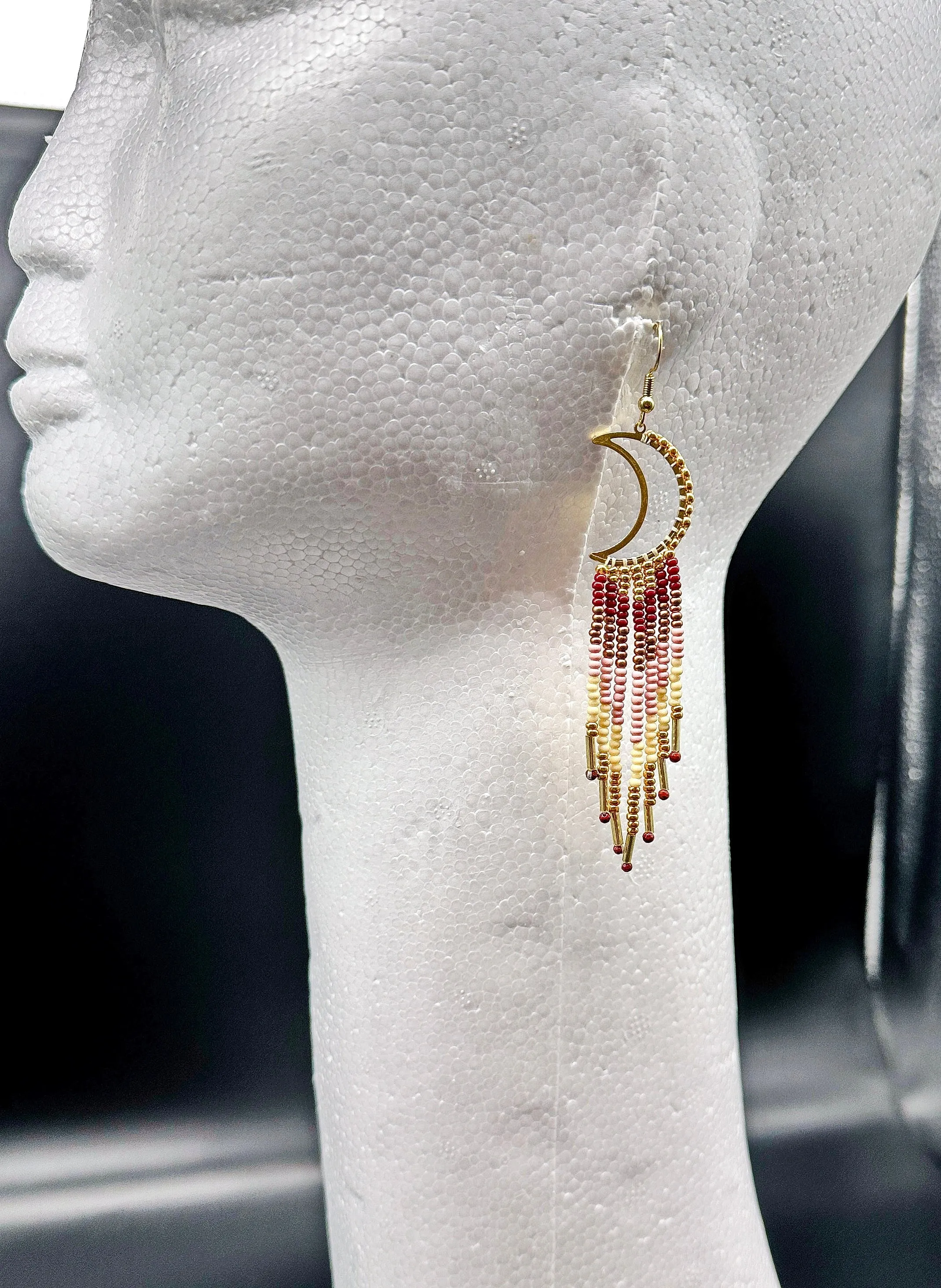 Indigenous Handcrafted Beaded Earrings - 'Shape' Series - Moonrays