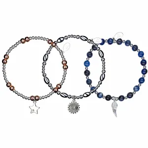 Love & Hope Sterling Silver Stacking Bracelets - Set of 3