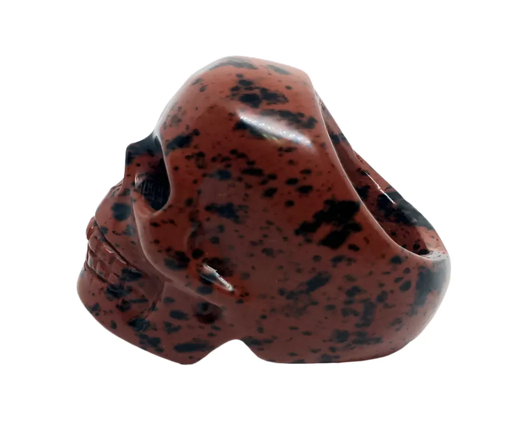 Mahogany Obsidian Crystal Skull Ring