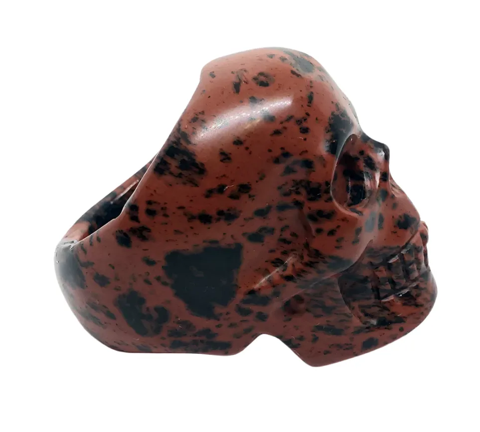 Mahogany Obsidian Crystal Skull Ring