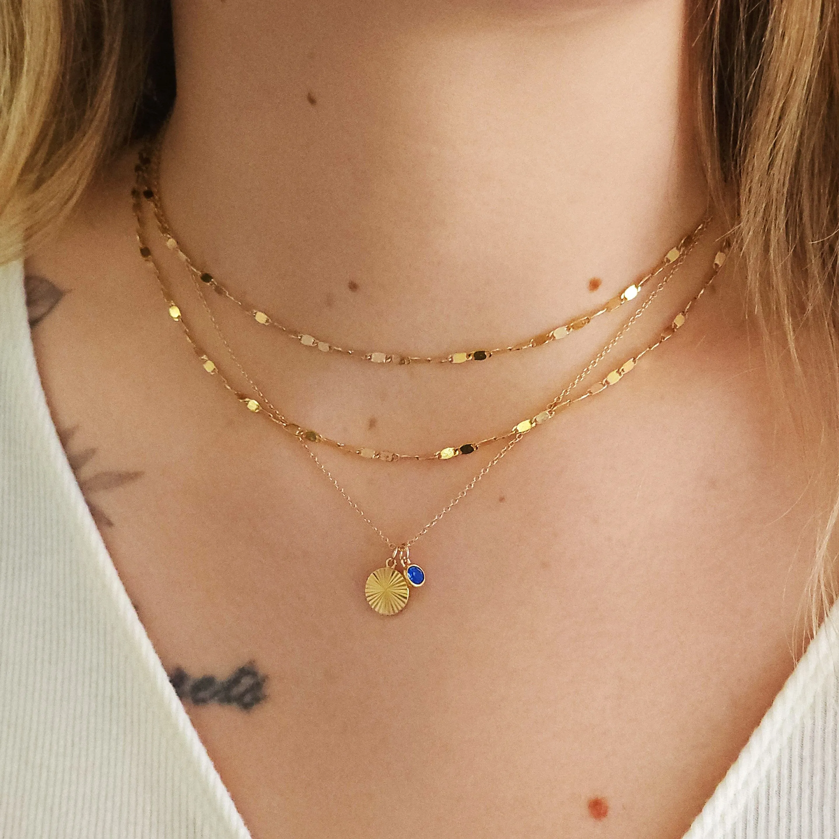 March Birthstone Fluted Necklace