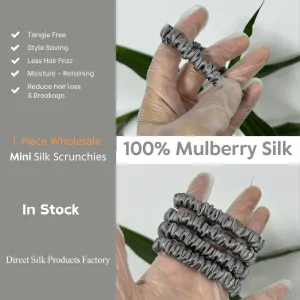 Middle Grey silk scrunchies mini