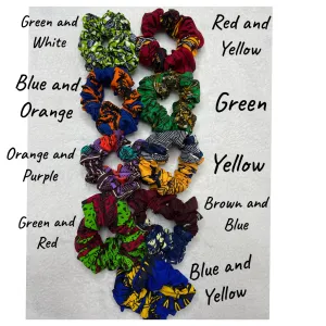 Mixed  Colour African Print Hair Scrunchies