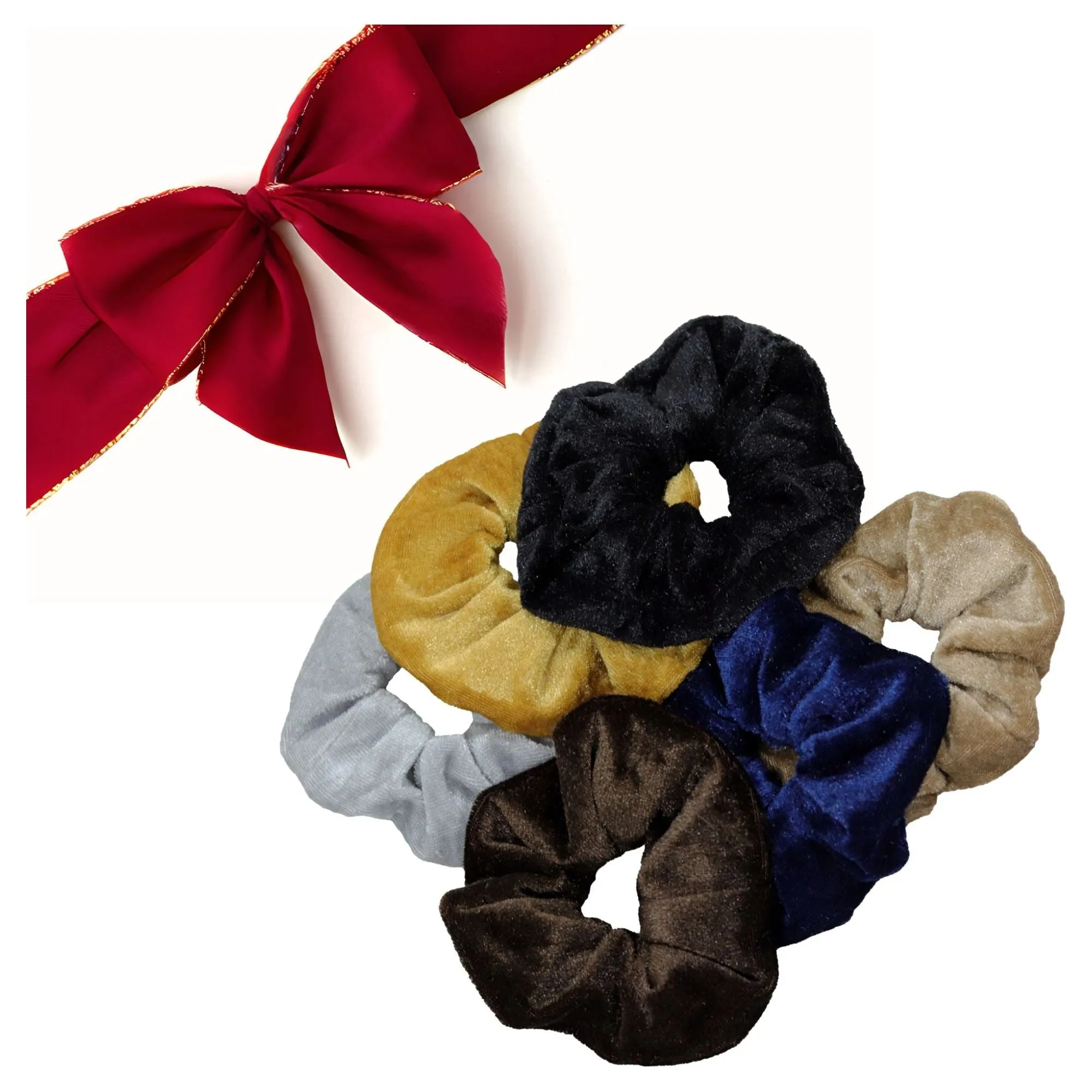 Neutral Velvet Scrunchies - 6 Pack