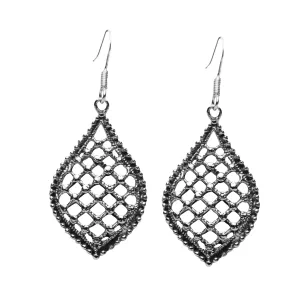 Oxidized Silver Beaded Earrings