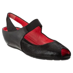 Pas de Rouge Women's R918 Silvia Black Lizard/Nappa