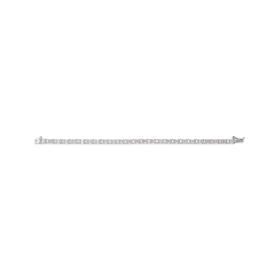 Pave 925 Sterling Silver Baguette Tennis Bracelet