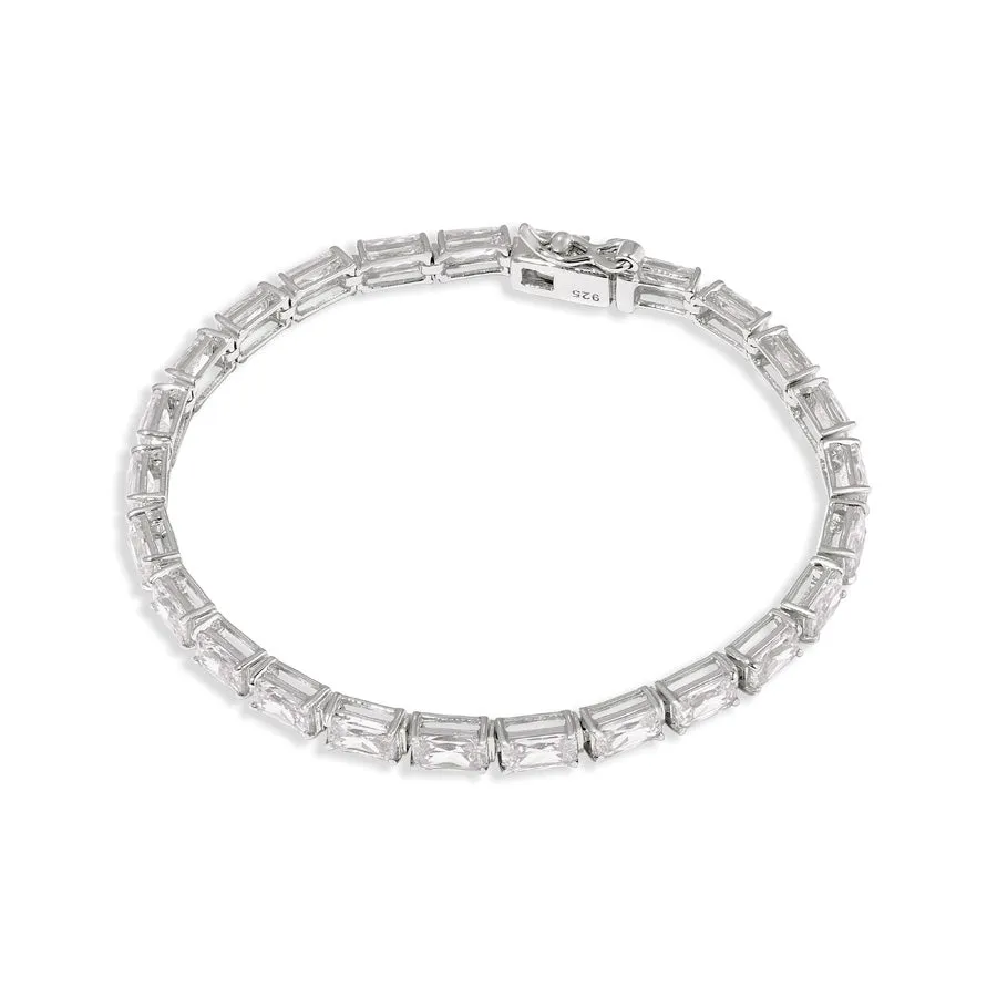 Pave 925 Sterling Silver Baguette Tennis Bracelet