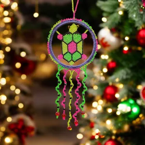 Pink and Blue Beaded Turtle Ornament