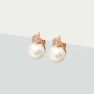 Rose Gold Pearl & Crystal Earrings