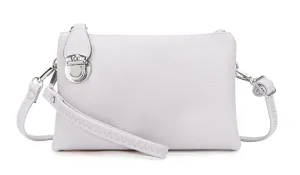 SMALL MULTI-POCKET CROSS BODY CLUTCH BAG WITH WRISTLET - WHITE