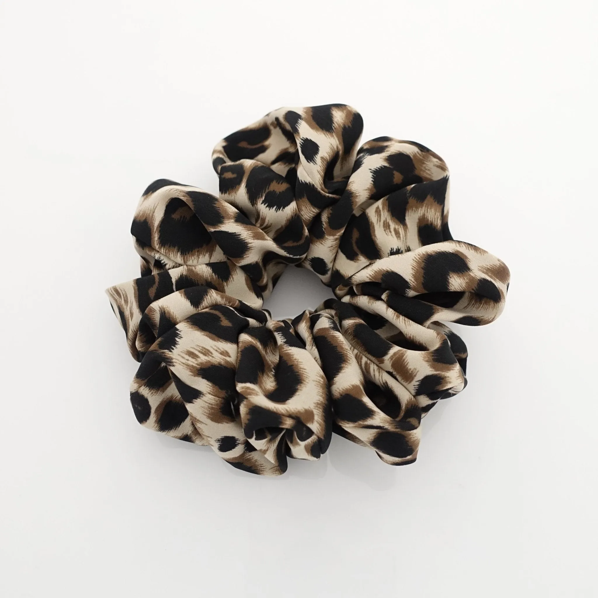 soft leopard print hair scrunchies for women