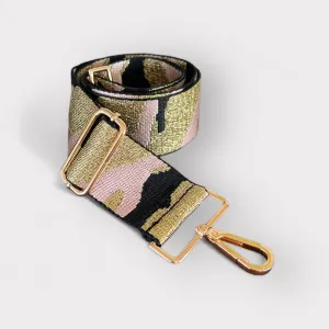 Webbing Shoulder Strap NEW Pale Pink/ Gold Camo- Gold Hardware