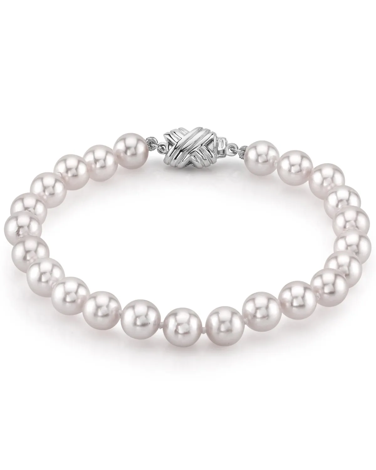 White Japanese Akoya Pearl Bracelet, 6.5-7.0mm